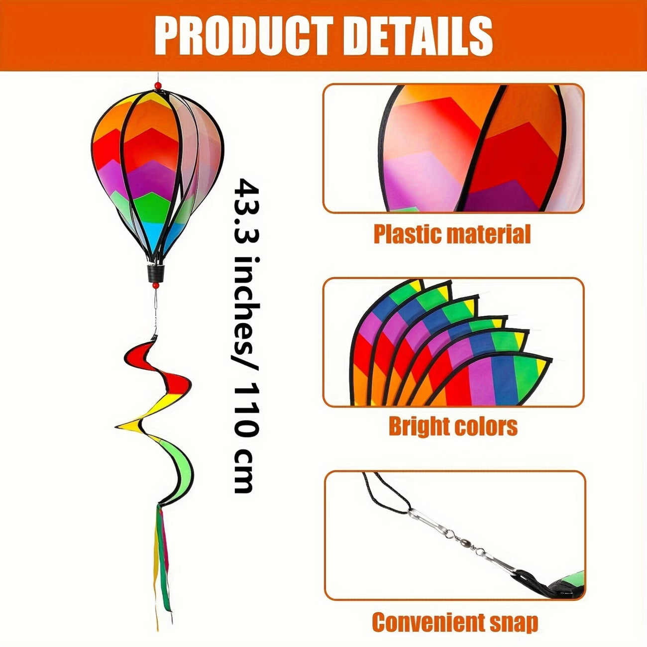 Hot Air Balloon Wind Spinner 43 Inches Long