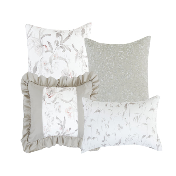7 PCS Botanical Leaves Printed Comforter Set Embroidered Bed in a Bag Queen