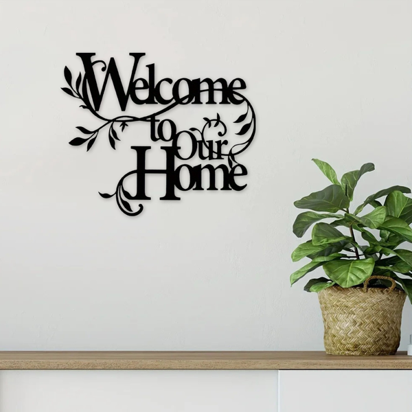 Iron "Welcome to Our Home" Floral Wall Art