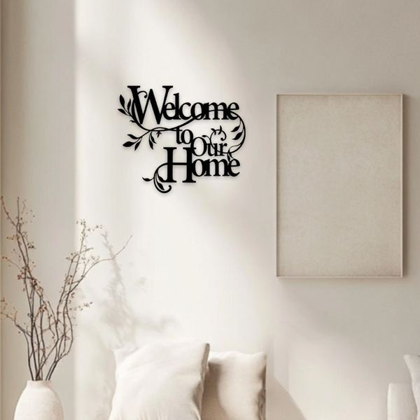 Iron "Welcome to Our Home" Floral Wall Art
