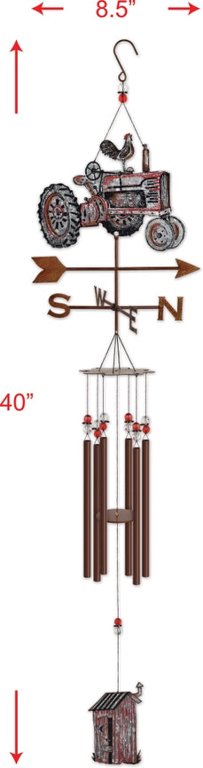 Barnyard Tractor Metal Chime Garden Decor