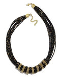 Black and Gold Seed Bead Necklace Multistrand