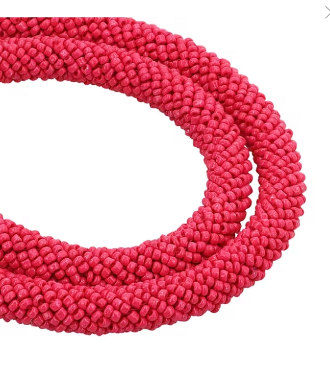 Hot Pink Seed Bead Necklace