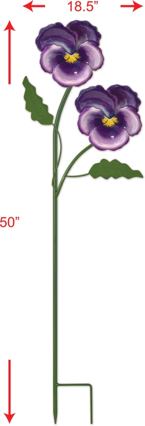 Double Purple Pansy Stake-50"