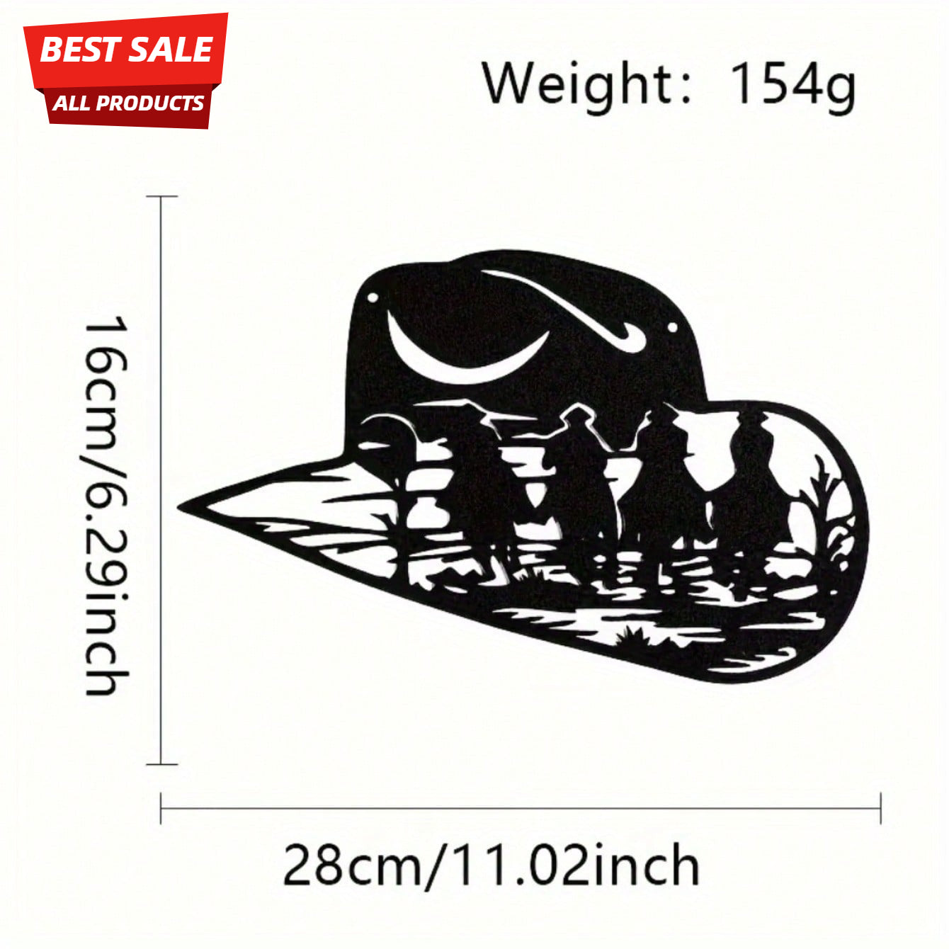 Iron Western Cowboy Hat Silhouette Wall Art