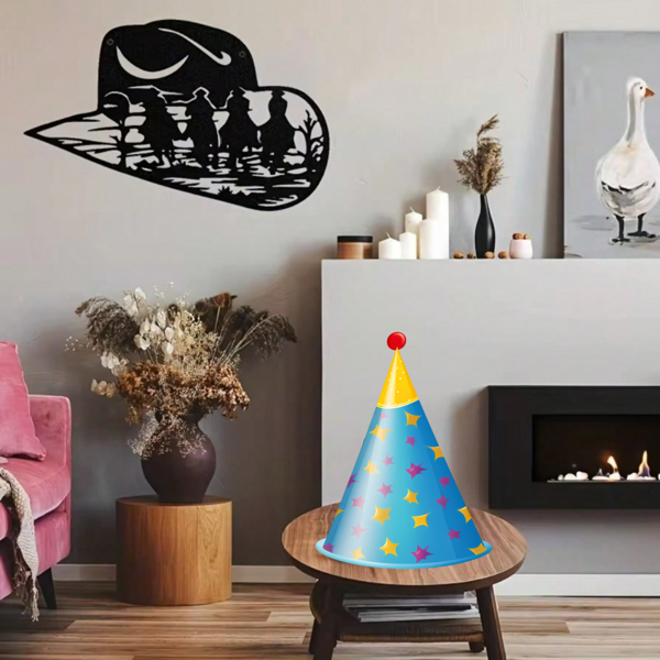 Iron Western Cowboy Hat Silhouette Wall Art