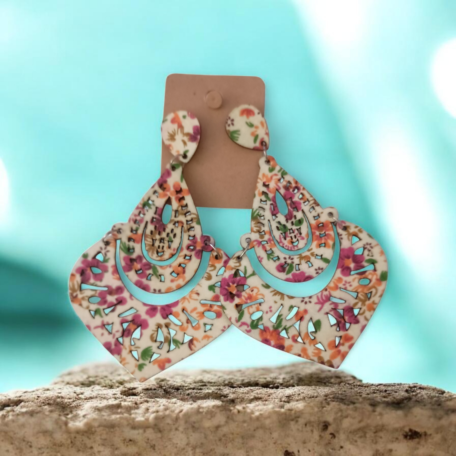 Floral Print Post Earrings