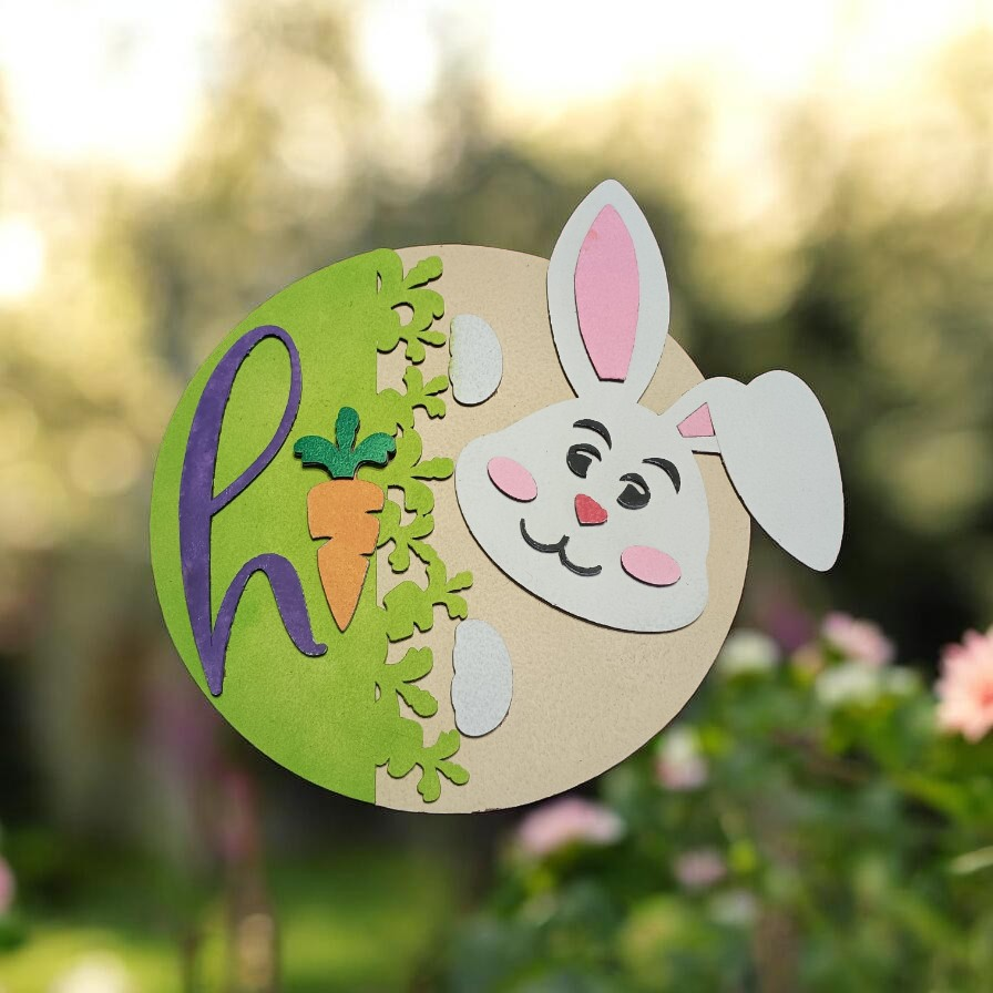 Handmade Easter Bunny Door Hanger – 13” Round 🌷