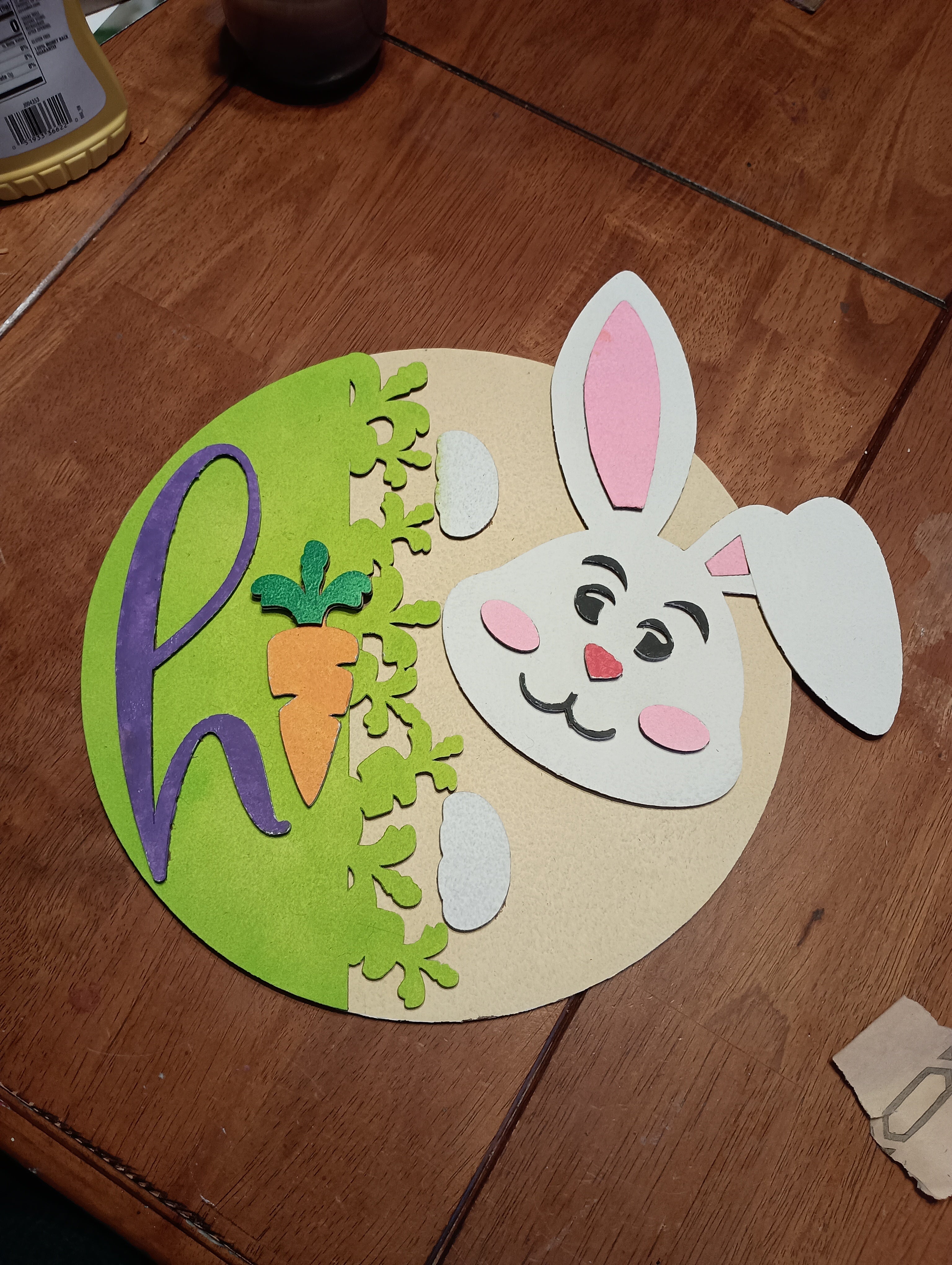 Handmade Easter Bunny Door Hanger – 13” Round 🌷