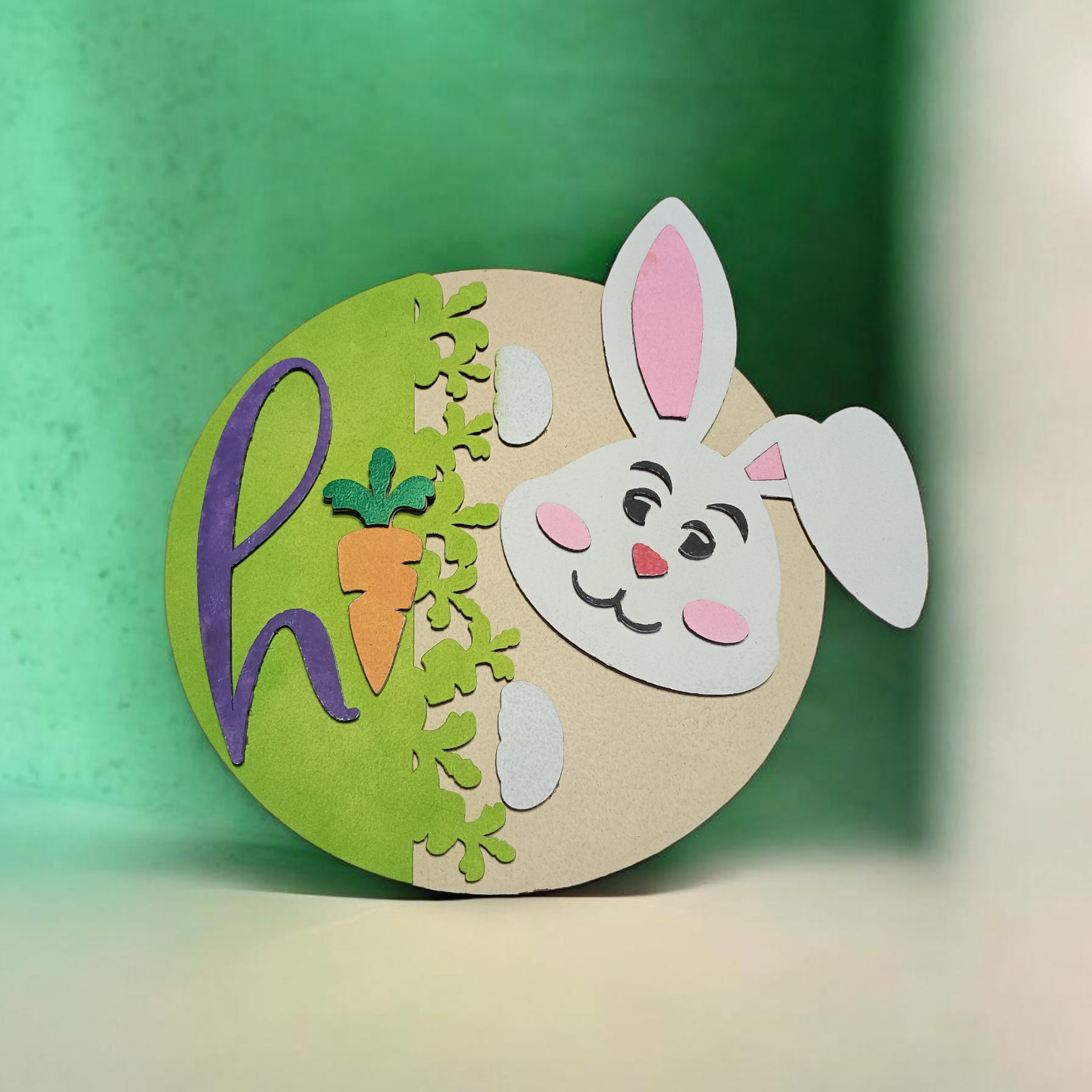 Handmade Easter Bunny Door Hanger – 13” Round 🌷